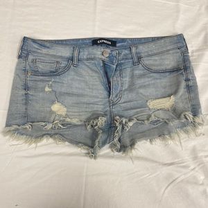 Express frayed jean shorts size 12